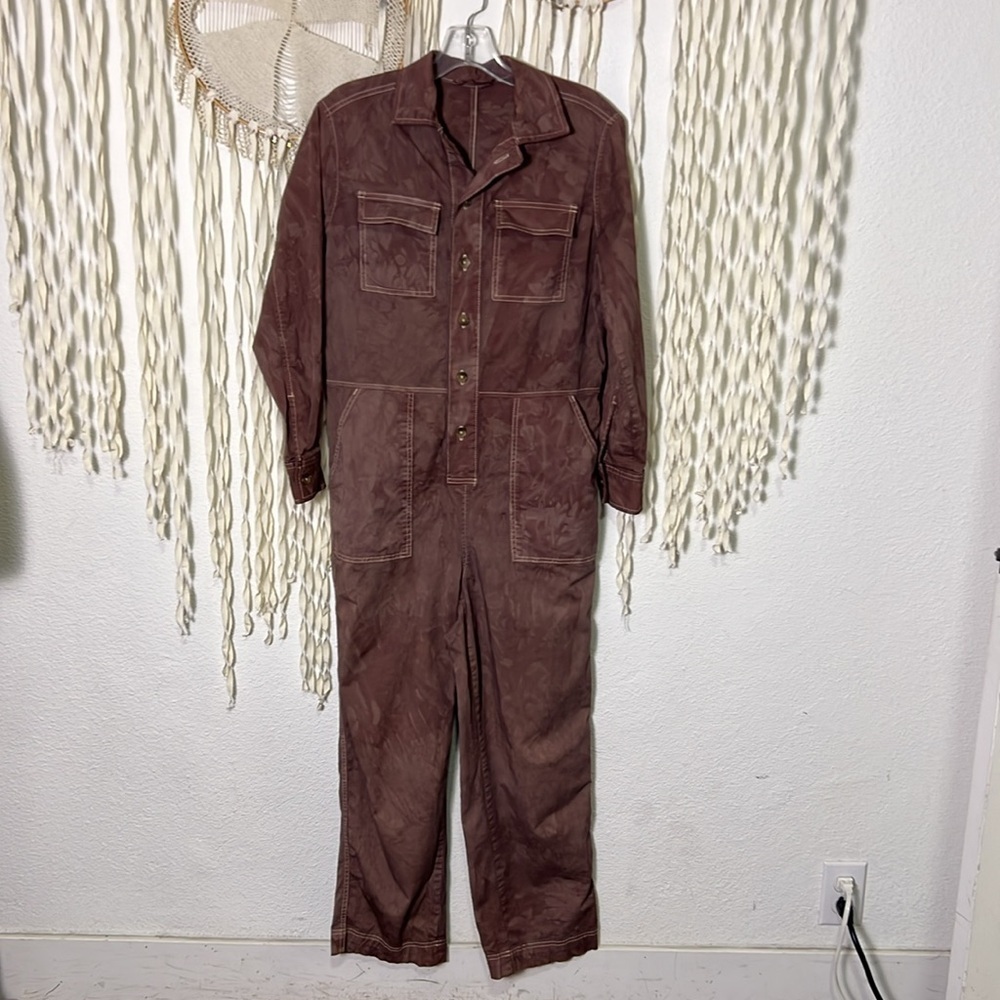 Everlane Cotton Blend Tie Dye Button Front Jumpsuit Size 2